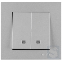 Выключатель двухклавишный с подсветкой Arvia Electric KAREN Серебро (20 03 2000 203)